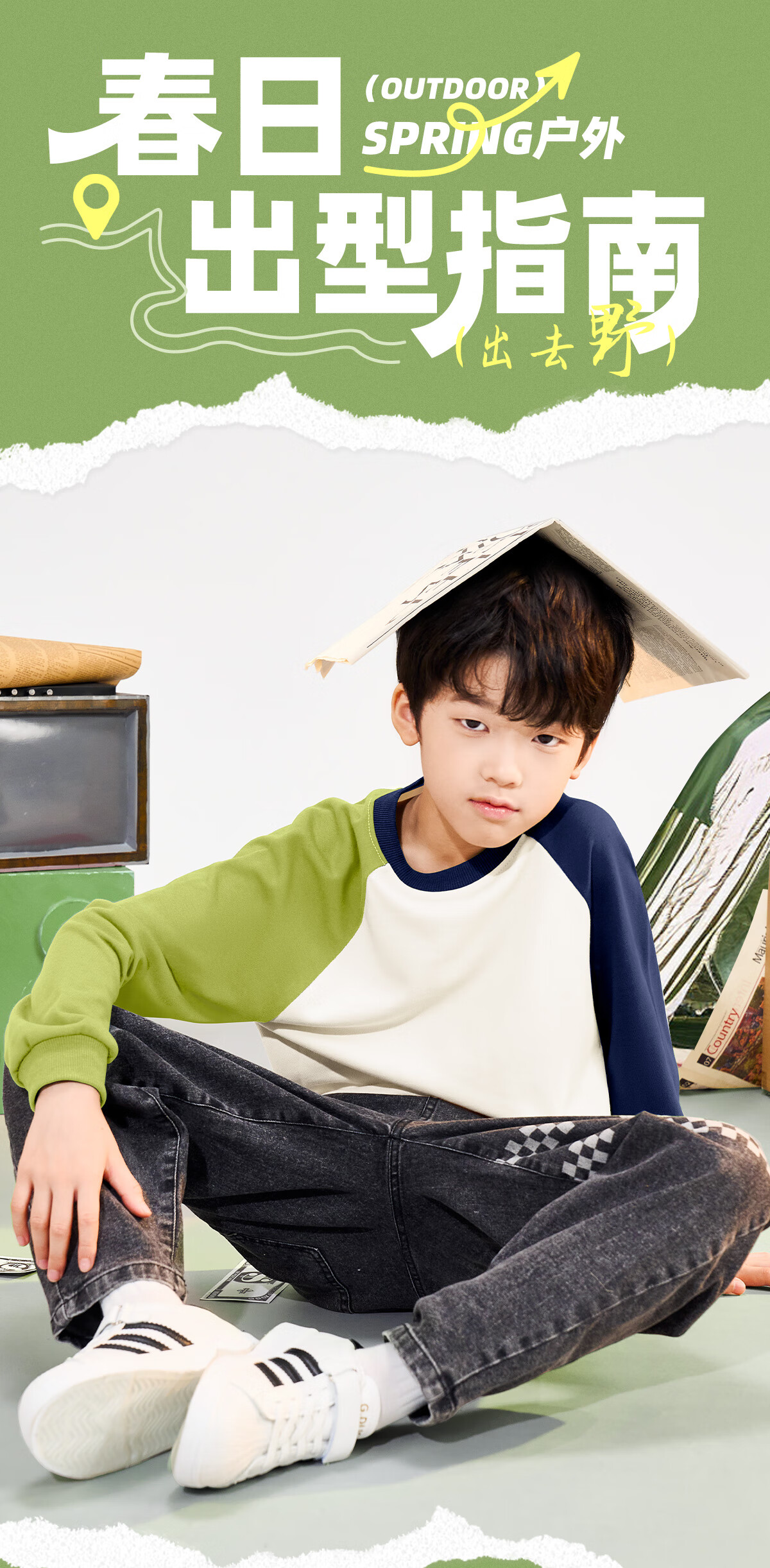 TonLion Boys' Hoodie Mandarin Duck Sleeve Pullover Spring Autumn Kids Sports Casual Colorblock Long Sleeve Green Blue (Small Label) 140 1