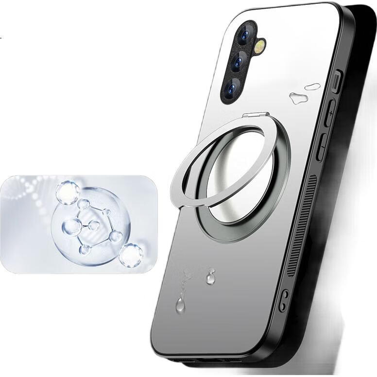 Чехол HOLDZU для Samsung S25, противоударный, с магнитом, матовый, с подставкой, звездный серебристый