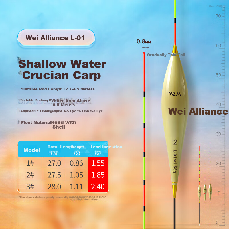 Weilianmeng L01 Shallow Water Crucian Carp No. 2 Float, Aged with Shell, Reed Float, Highly Sensitive, Eye-Catching Buoy, Fishing Tackle 11