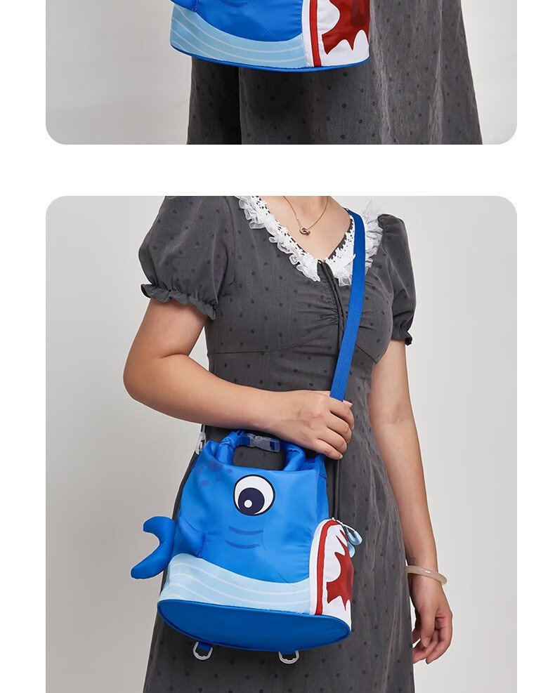Three Duckling Cartoon Shark Swimwear Storage Bag Kids Waterproof Wet and Dry Separation Swimming Beach Backpack Orange Fish 1