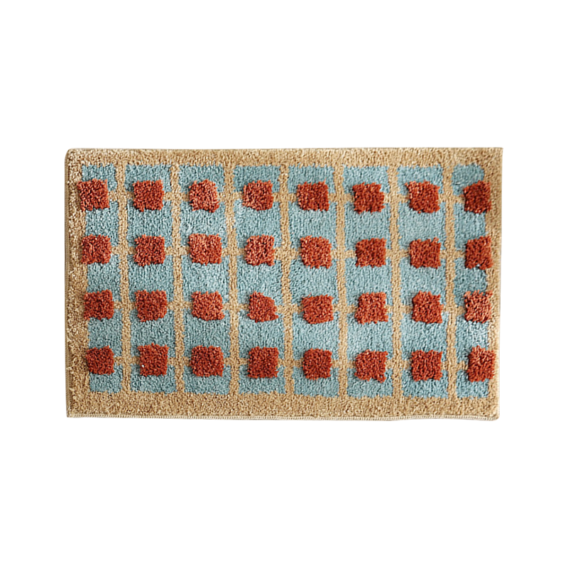 Cartifia Vintage Style Thickened Absorbent Bathroom Mat Non-Slip Home Carpet Small Red Plaid 50x80cm