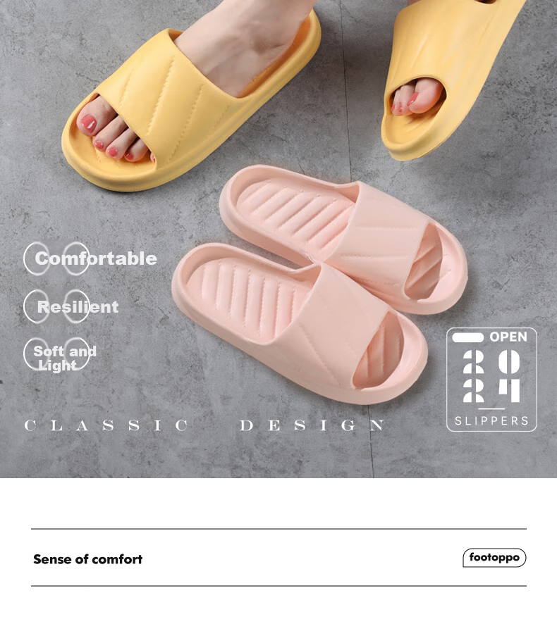 FOOTOPPO Slippers for Women And Men, Summer Home Use, Non-Slip Couple's Indoor Thick-Soled Bathroom Slide Sandals 2