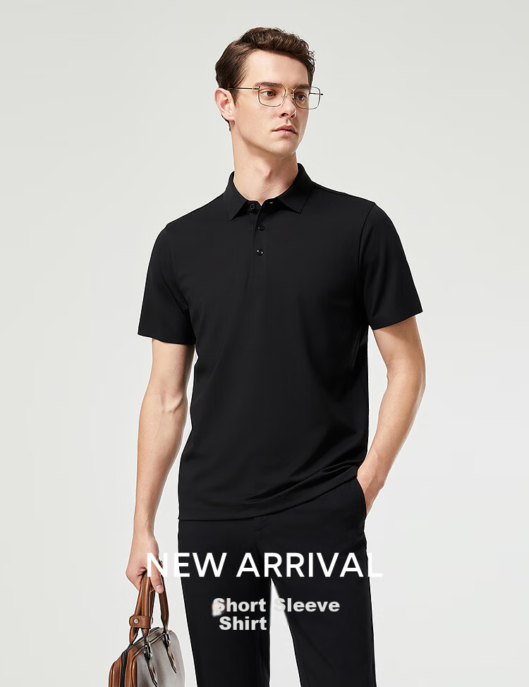 YOUNGOR Summer 2026 New Youth Business Casual Short-Sleeve Polo Shirt, Black, XL (Recommended for 150-165 Lbs) 2