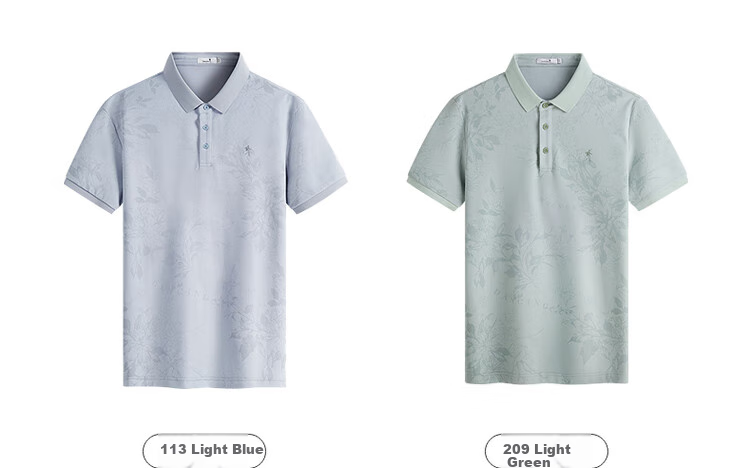 DANCING WOLVES [7A Antibacterial & 2A Anti-Mite] All-Over Embroidery Cool-Touch Men's Short-Sleeve POLO 113 Light Blue M (170) 4