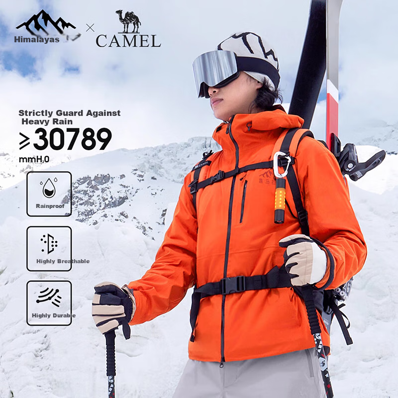 CAMEL Himalaya Series | Outdoor Hard Shell Ski Suit for Men And Women, Windproof, Waterproof, Cold-Resistant Ski Wear, Size L
