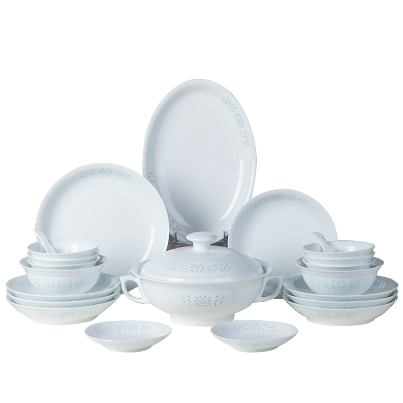 Yunjin Tableware Set, Jingdezhen Exquisite High-End Dinnerware Set with Plates, Bowls And Chopsticks, New Wedding Or Housewarming Gift
