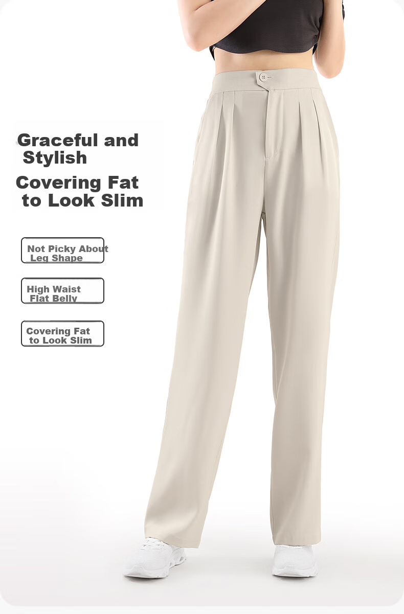 CAMEL Korean-Style Dress Pants, Black, Loose Casual Trousers, Apricot Color, High-End Drape, Straight-Leg Wide-Leg Pants Y24BY09012 1