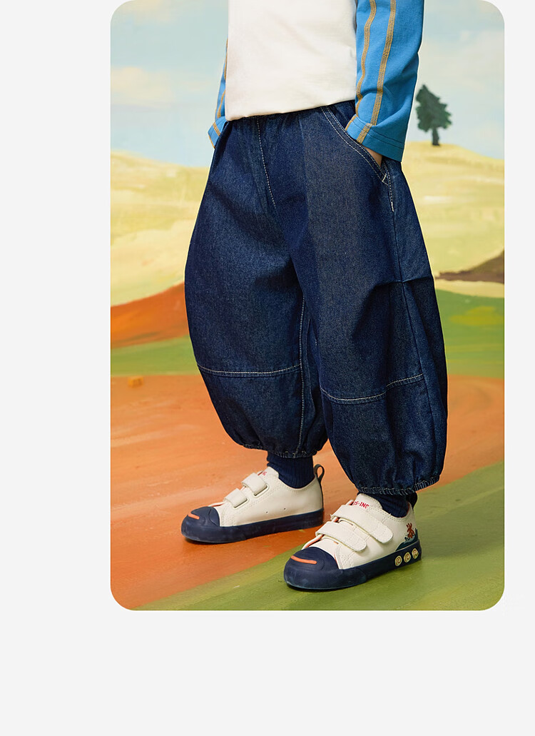ASK JUNIOR Children's Washed Jeans, Autumn Boys' Lantern Pants, Cropped Pants, Toddler Running Sports Casual Trousers 6