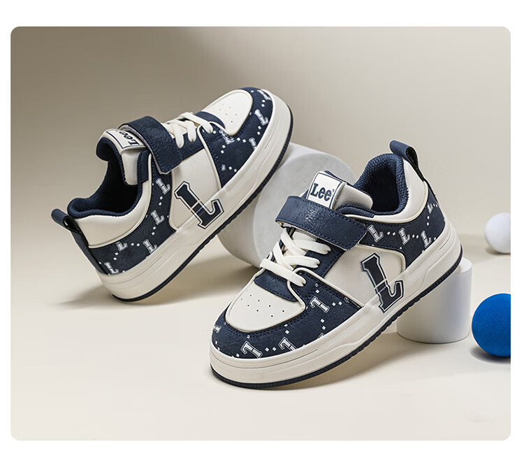 LEE KIDS Children's Shoes, Autumn Casual Sneakers for Boys And Girls, Lightweight Sports Shoes for Older Kids, Beige Blue, Size 34 13