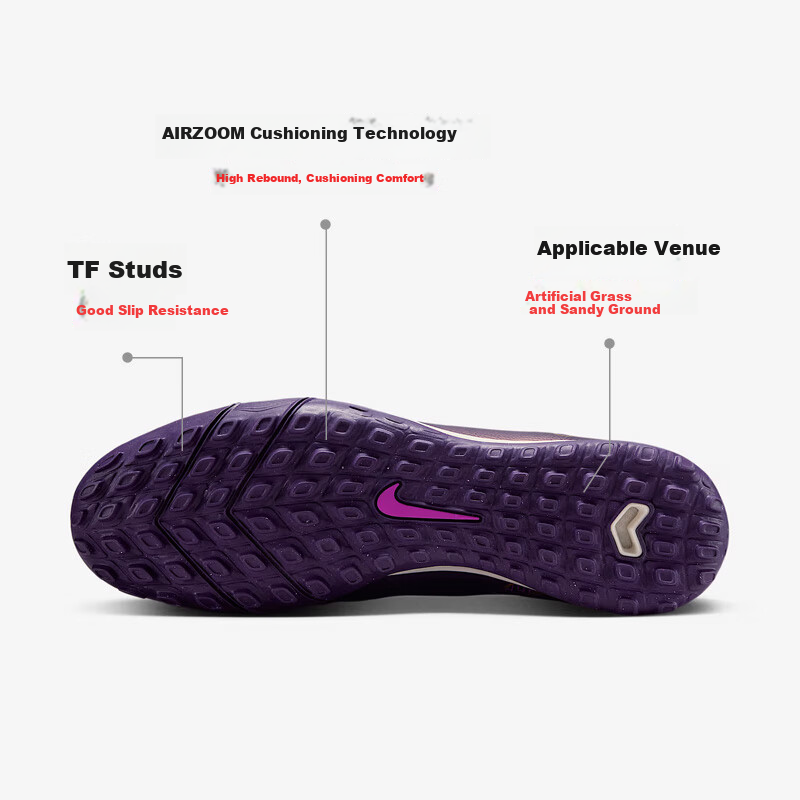 NIKE SUPERFLY 10 TF Men's Soccer Cleats, Short Studs Sports Shoes FQ8333-500 Kylian Mbappe Purple 42.5