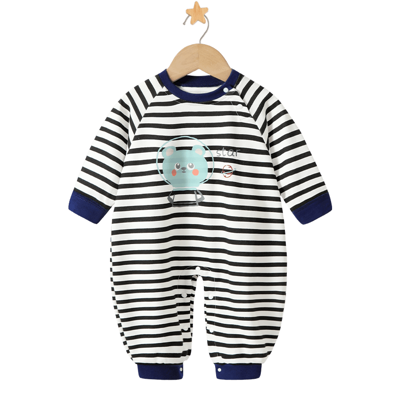 Badi Badi [Gift for Expectant Moms] Pure Cotton Baby Toddler Romper Jumpsuit Sleepwear Navy Blue 80cm