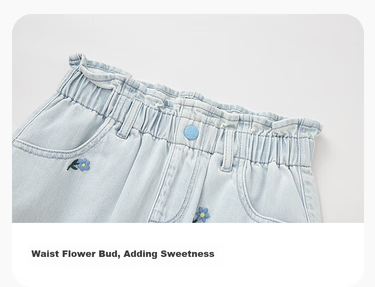 BALABALA Children's Clothing, Girls' Shorts, Summer 2025 Collection, All-Cotton Denim Casual Embroidered Puff Skirt, 208225110004 3
