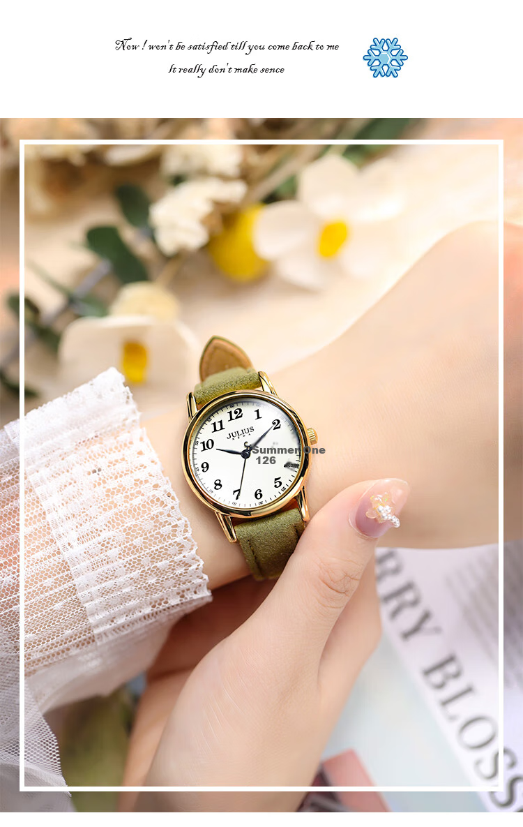 Julius Watch for Women, Retro Dual Calendar Elegant Versatile Youth Quartz Student Exam Watch, Versatile Black JA-1472B 3