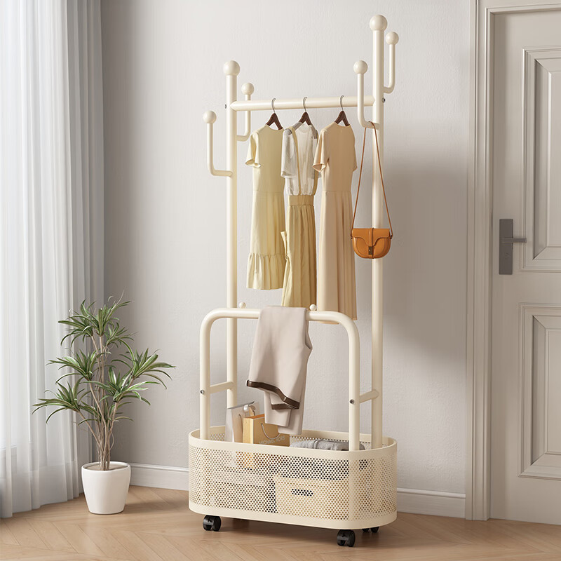 Sannoyilin Floor Standing Coat Rack Bedroom Home Portable Clothes Hanger Indoor Clothes Rack Bedside Clothes Rack 60cm White