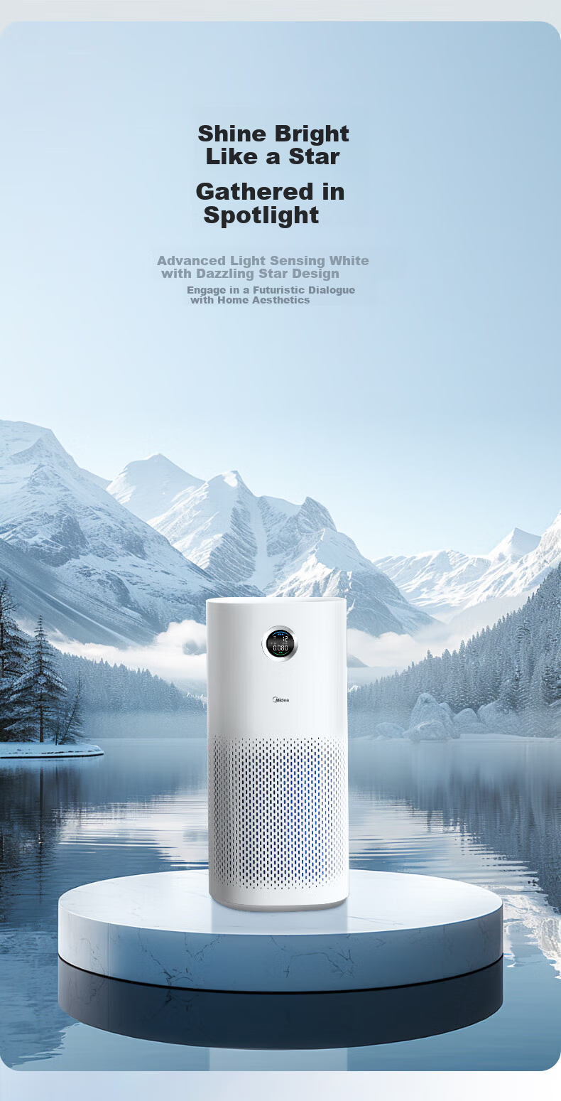 Midea [Mother And Baby Medical Dual Certification] Formaldehyde Digital Air Purifier for Rhinitis, Home Use, Removes Smoke Odors, Allergens, Air Purification Machine Forest Home RX600P 10