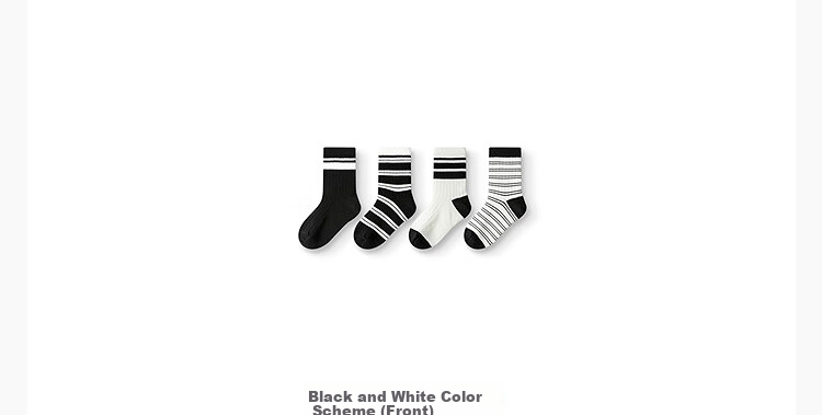 BALABALA Children's Socks Cotton Autumn New Style Color-Block Student Socks for Boys And Girls Mid-Calf Socks Five Pairs Pack 209925172206 20