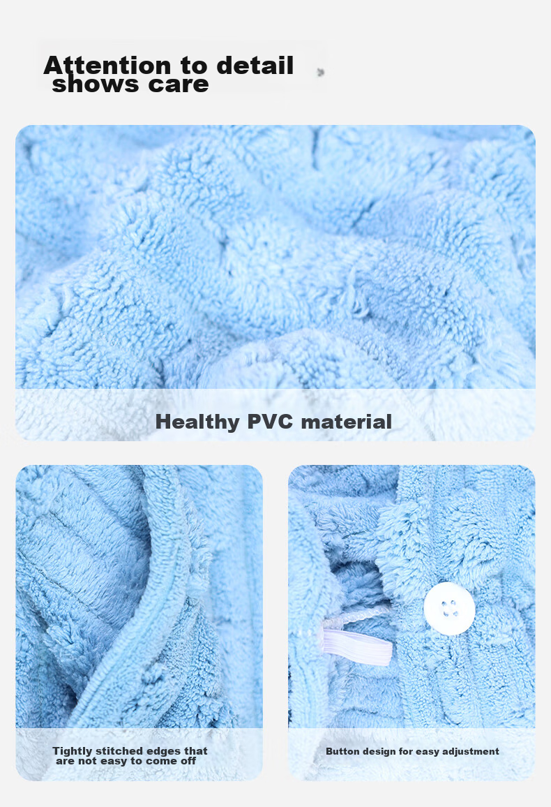 MINISO Hair Drying Cap, 5A Antibacterial, Absorbent, Quick-Drying, Hair Towel, Head Wrap, Shower Cap, Hair Drying Towel, Blue 14