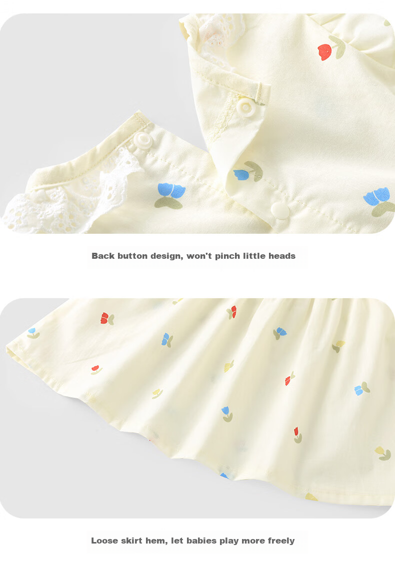 Youqi Baby Girl Summer Dress with Flutter Sleeves, Lightweight Floral Print Dress for Girls to Wear Outdoors 8