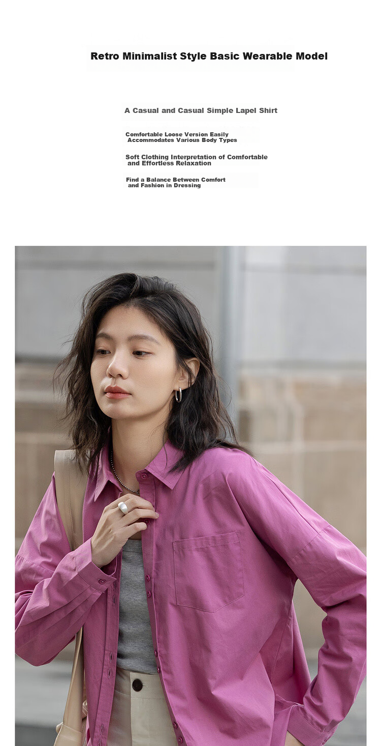 Dme [Chunmian Island] Spring Japanese-Style Retro Simple Lapel Shirt, Comfortable Loose-Fitting Concealing Blouse, Women's Top 1