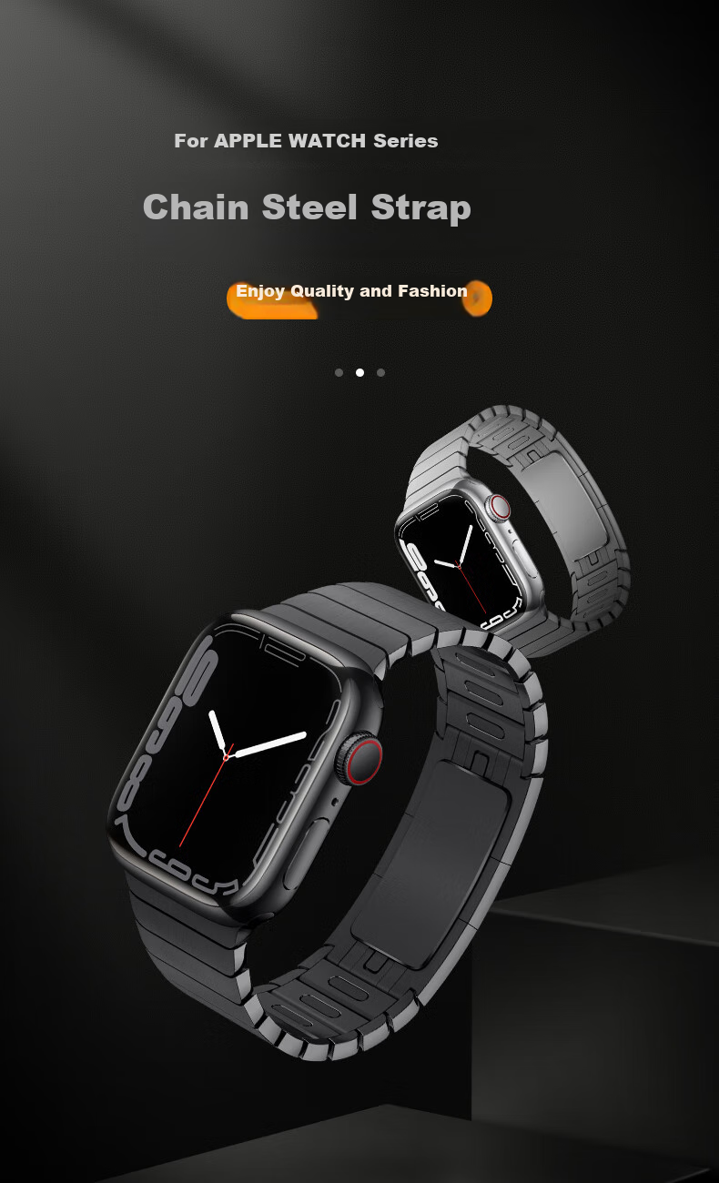 BHO Compatible New Apple Watch Band, Metal Chain Strap for Apple Watch S12/S11, Stainless Steel Watchband for IWatch S10/9/8/SE3/Ultra4/3 1