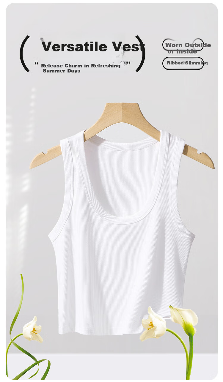 MiiOW U-Neck Tank Top for Women, Lightweight Summer Wear, Anti-Exposure Inner Layer, Elastic Camisole, Sleeveless Beautiful Back Top 3
