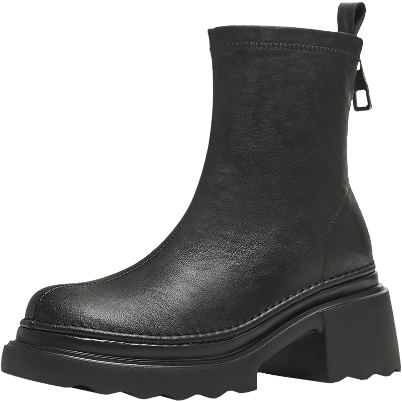 TEENMIX Chelsea Elastic Boots Women's Fashion Leather Ankle Boots New Black 38
