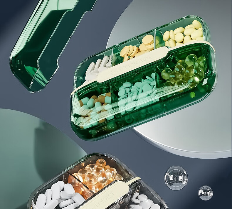 Baiyite Portable Personal Lightproof Weekly Pill Organizer Seven-Day Travel Storage Box Large Capacity Medicine Dispenser 2