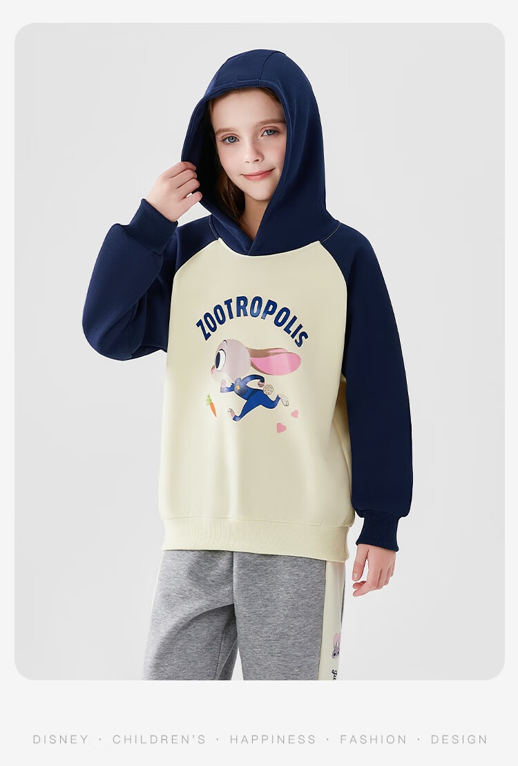 Disney Girls' Spring Hooded Sweatshirt Zootopia Stylish Children's Top Baby Spring Clothes ZL160039 Navy 130 13