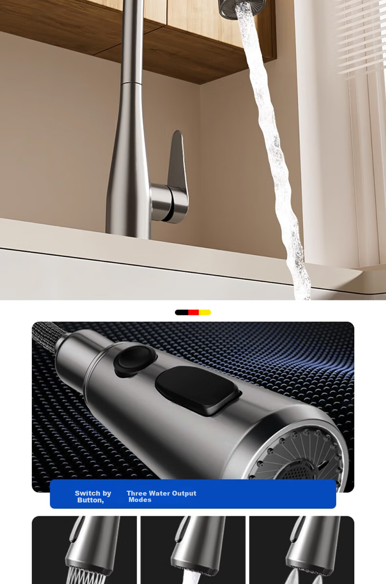 HOMK [Germany] Kitchen Faucet, Hot And Cold Vegetable Washing Sink, Pull-Out Faucet, Extendable Dishwashing Sink Faucet 4