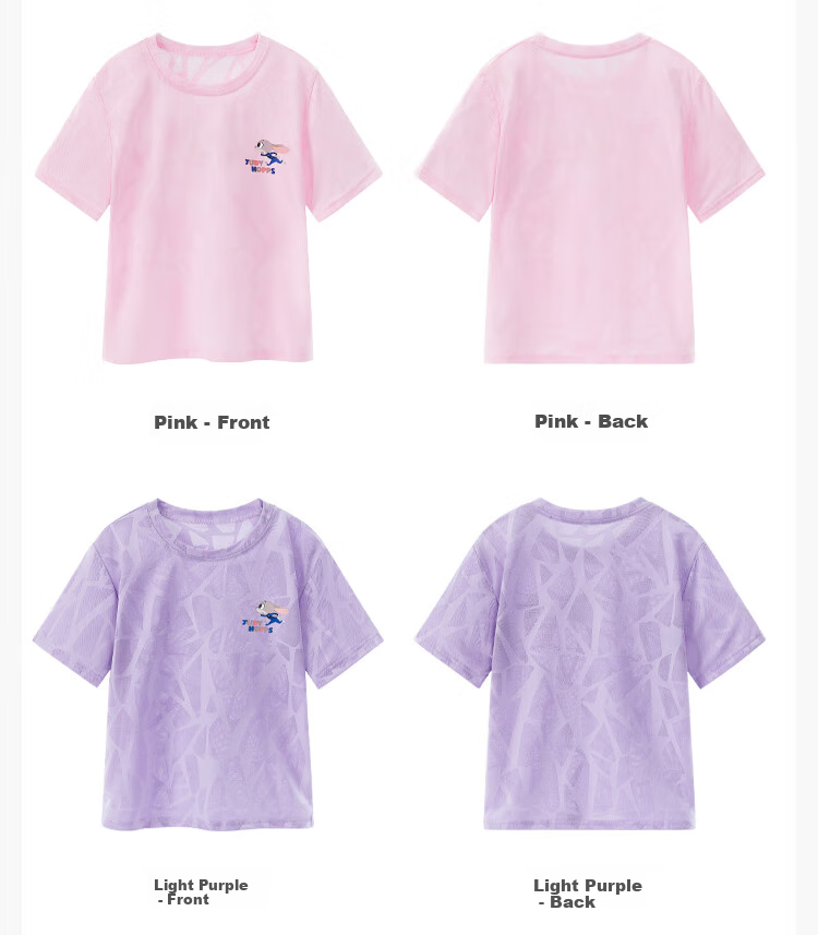 Disney Girls' Quick-Dry Shirt, Summer 2026 Breathable Sports Short-Sleeve T-Shirt, Children's Mesh Short-Sleeve PBZPY0027, Purple, Size 140 7