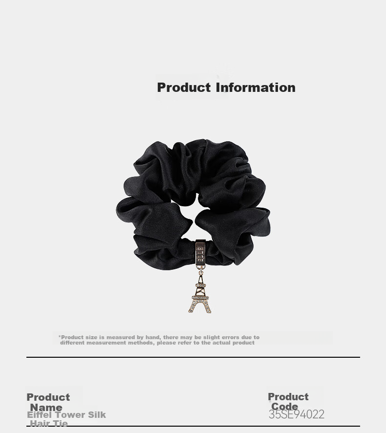 ELLE Silk Hem Hair Tie Elegant Women's Large Scrunchie Bun Hair Rope Gift 8