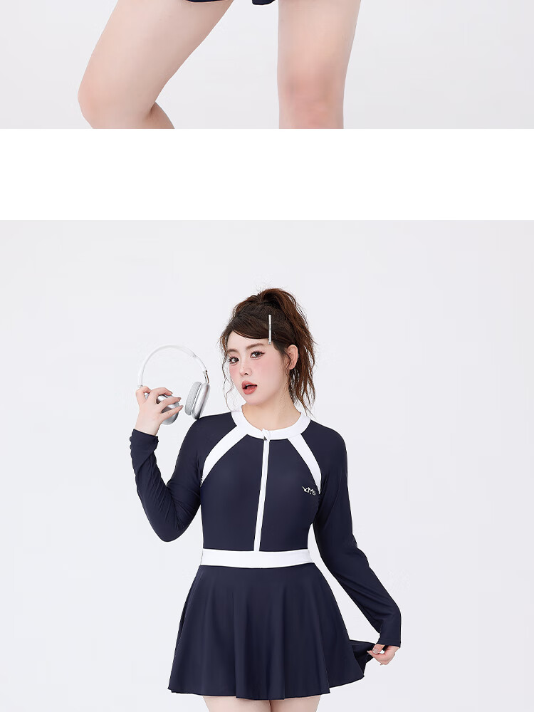 Agliondy Long-Sleeve Swimsuit for Women, Plus Size, Slimming, Conservative, One-Piece, Suitable for Beach Vacation, Swimming Pool And Sports Activities 9