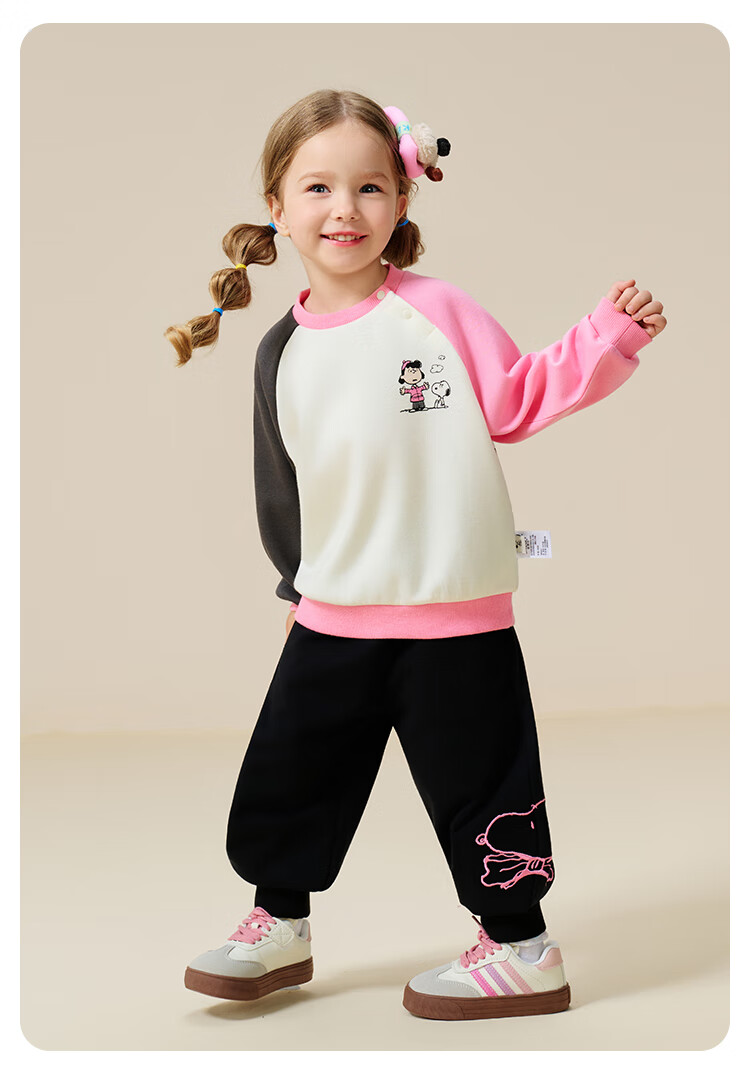SNOOPY Girls' Hoodie Children's Top Baby Cute Comfortable Casual Wear Heart Family Deep Purple 8