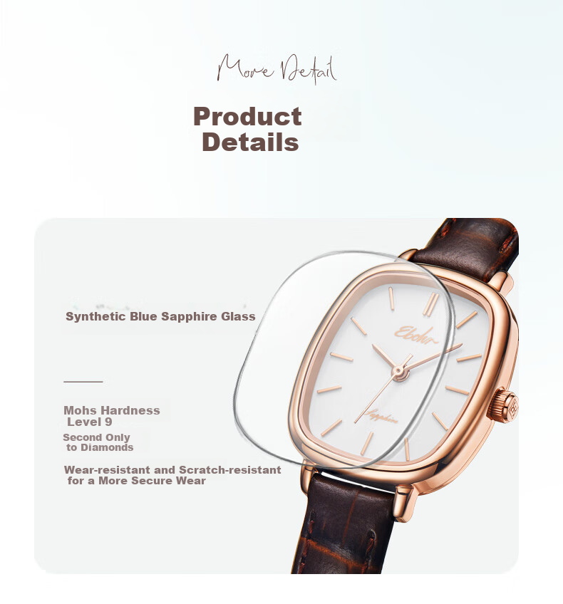 EBOHR Women's Watch, Kana Series, Fashionable White Dial Quartz Ladies Watch, Gift for Girlfriend's Birthday Or Mid-Autumn Festival, Model 51653446 15
