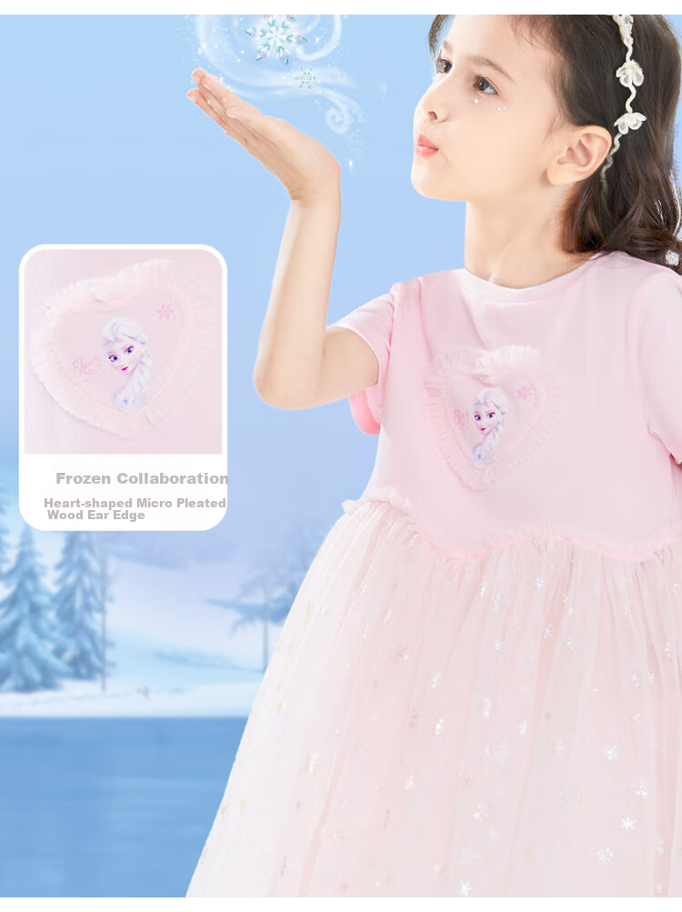 Disney Girls' Dress, Elsa Frozen Princess Dress, Summer Mesh Skirt, Lightweight, Stylish for Girls, RZ0135 Blue 140 4