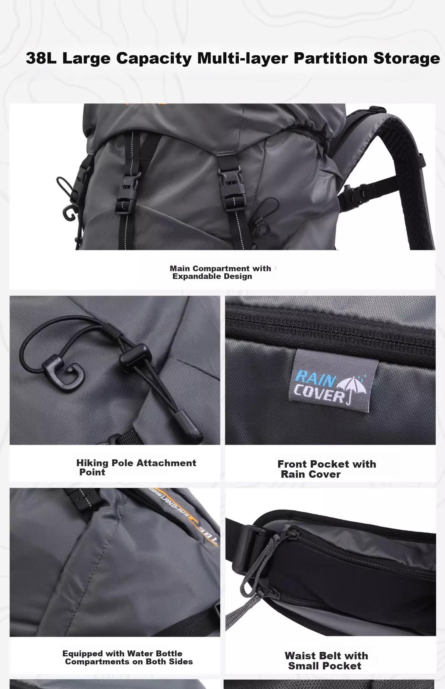 TOREAD Snow Air Hiking Backpack, 38L Outdoor Professional Trekking Backpack, Multifunctional Travel Bag, Sunlight Orange 7
