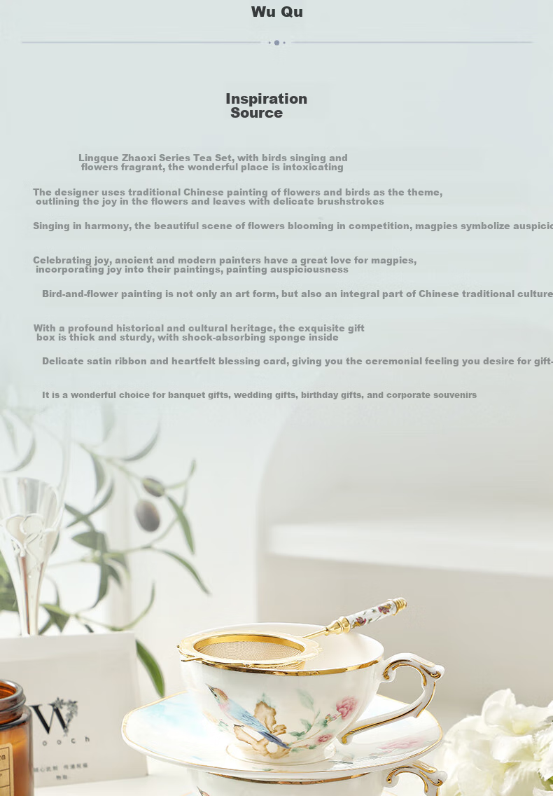WOOCH Wedding Gift Coffee Cup And Saucer Set, High-End Afternoon Tea Set, Wedding Present, Housewarming Gift, Cups 2