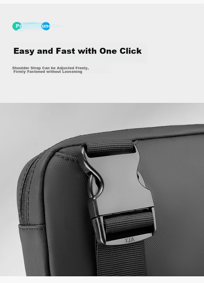 MARK RYDEN Chest Bag, Men's Bag, Sports Casual Shoulder Bag, Stylish Trendy Multifunctional Messenger Bag, MR8028 Elegant Black 5