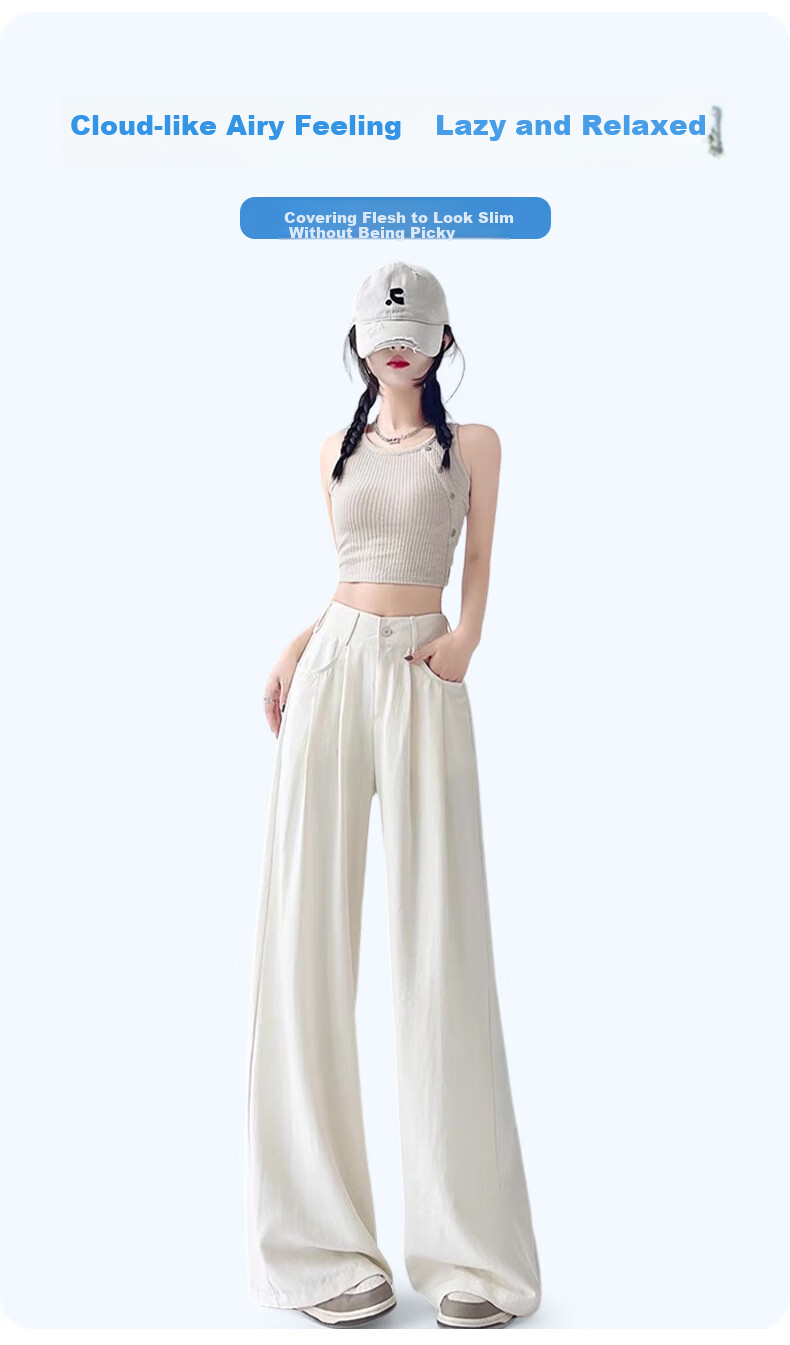 FitonTon Women's Puff Suit Pants, New Spring/summer 2026 High-Waisted Wide-Leg Trousers, Casual Elegant Draping Ladies' Pants 2