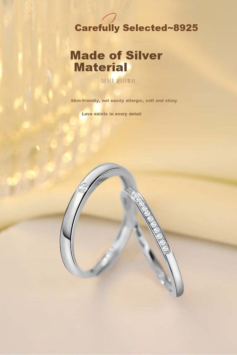 MANHE S999 Sterling Silver Ring for Women, Open-End Plain Band Jewelry, Engagement Diamond Ring, Women's Ring, Valentine's Day Gift 2