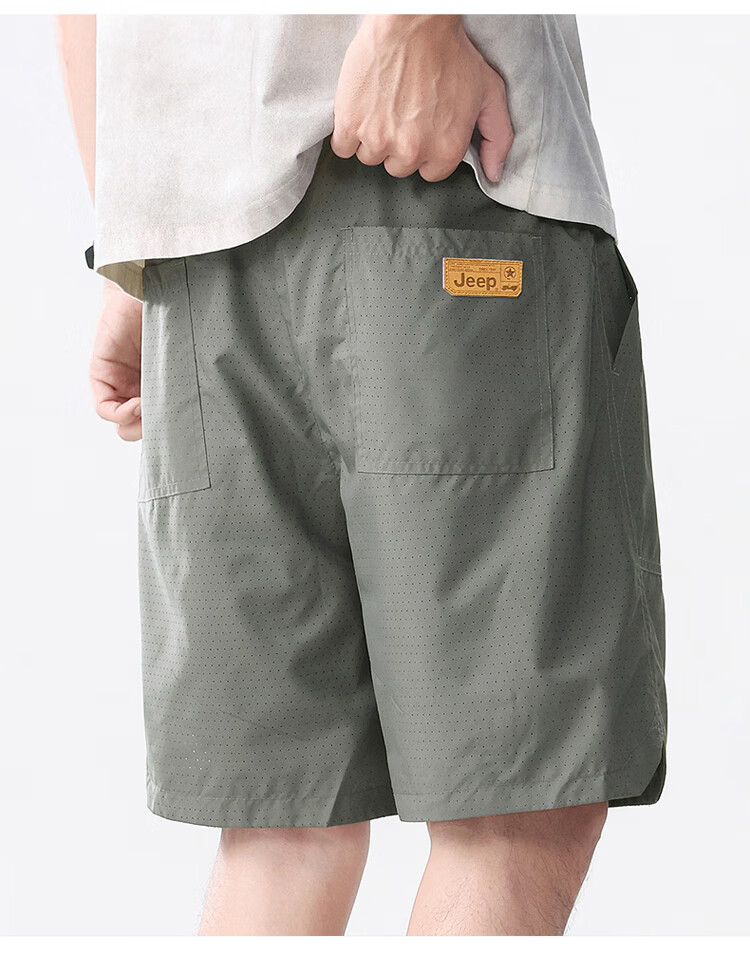 JEEP Men's Shorts, Summer Loose Cargo Pants, Men's Sports Knee-Length Shorts, Thin Casual Pants, Black, 2XL 2