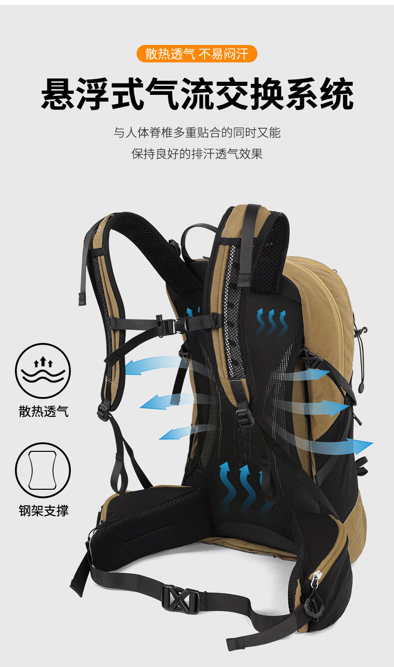 INOXTO Eagle-Style Off-Road Hiking Backpack, 26L Large Capacity, Breathable, Water-Resistant Shoe Compartment, Outdoor Backpack, 8107 Black 5