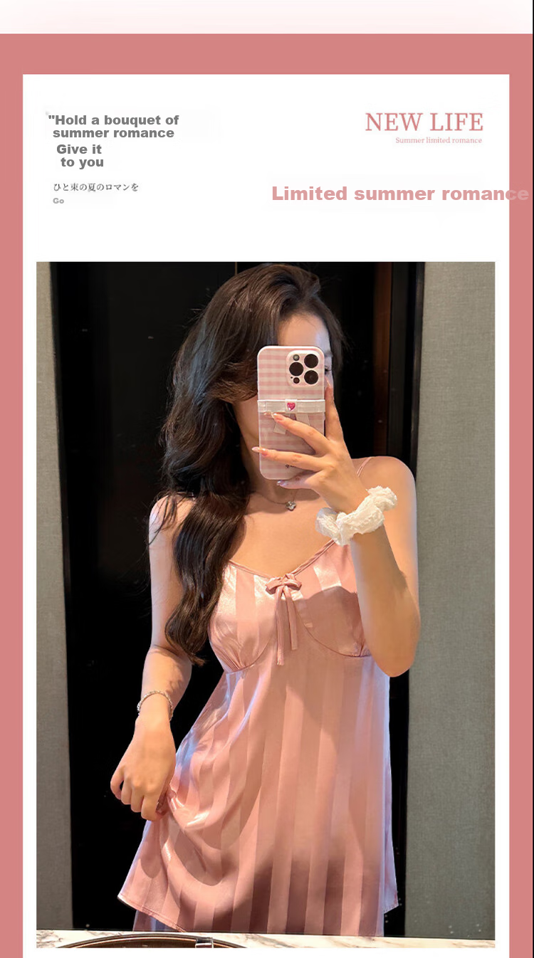 LangSha Women's Pajamas Summer Elegant Smooth Spaghetti Strap Two-Piece Set Wearable Outside Comfortable Pure Desire Loungewear Set 2026 3