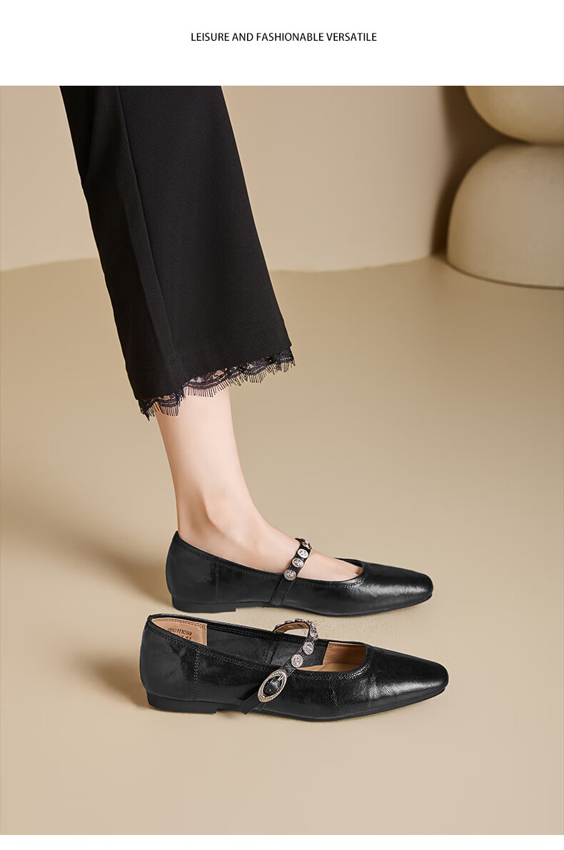 Saturday Sheepskin Mary Jane Shoes Women 2025 New Autumn Winter Retro Soft Sole Comfortable Commuter Flat Shallow Single Shoes 9
