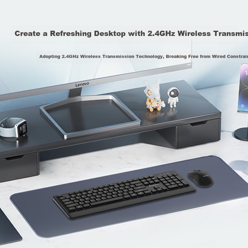 Беспроводной комплект клавиатуры и мыши ThinkPlus KM210 Pro, полноразмерная клавиатура, классическая красная точка Think, бизнес-клавиатура для компьютера и ноутбука