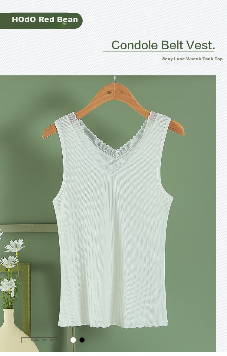 Hodo Lace Camisole for Women, V-Neck Slimming Breathable Sexy Versatile Wearable Elegant White 160/85 1