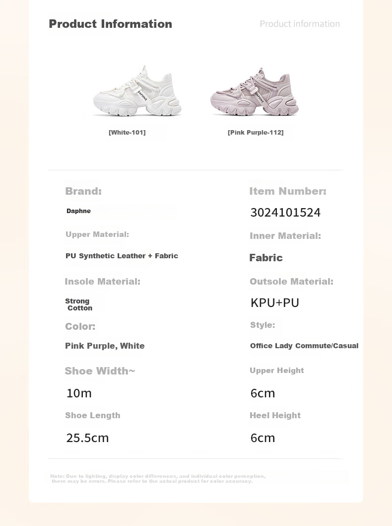 DAPHNE Women's Dad Shoes, 2026 New Spring And Autumn Style, Thick-Soled Height-Increasing, Single Mesh Breathable, Versatile Fashionable Sneakers, Women's Casual Shoes 6
