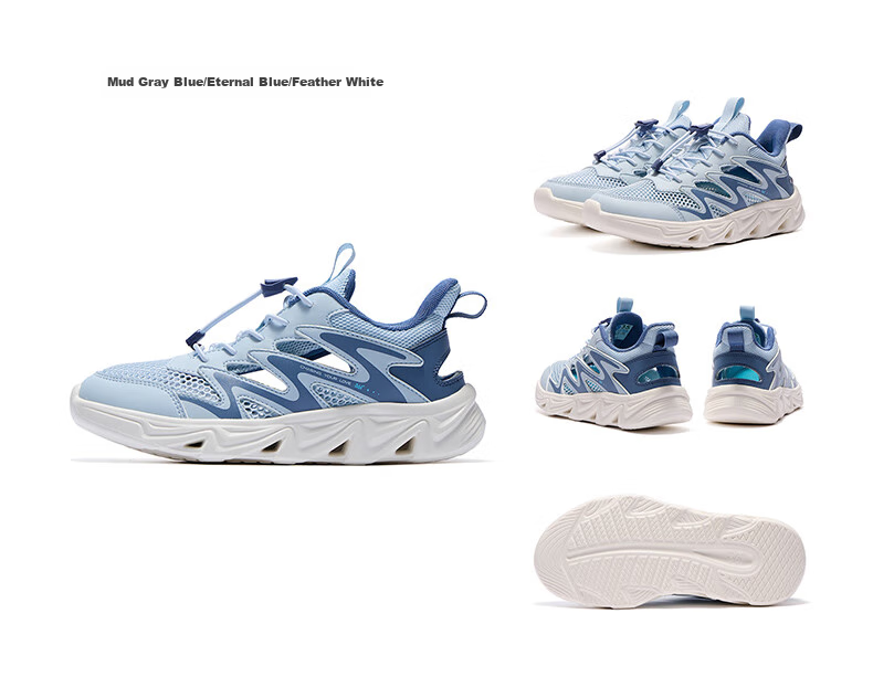361° Children's Shoes, Kids' Sports Shoes, Summer Boys' Lightweight Shock-Absorbing Outdoor Breathable River Tracing Shoes, Blue, Size 38 19