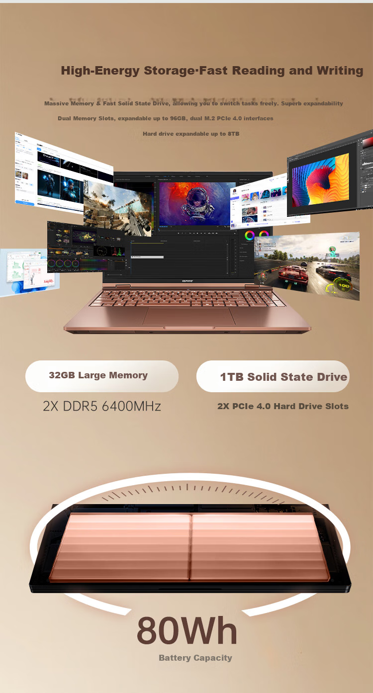 Colorful iGame M16 14th Gen Core i7 16-inch Lightweight Gaming Laptop (i7-14650HX, 16GB RAM, 1TB SSD, RTX 5060, 180Hz) Moroccan Brown 8