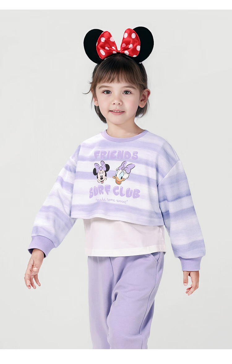 Disney Baby Girls' Two-Piece Set Sweatshirt and Sweatpants Casual Sportswear Spring Dreamy Purple 120cm 17